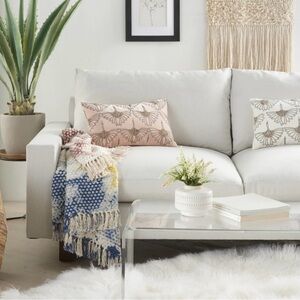 Gold Peacock Embroidered Blush Pillow Cover